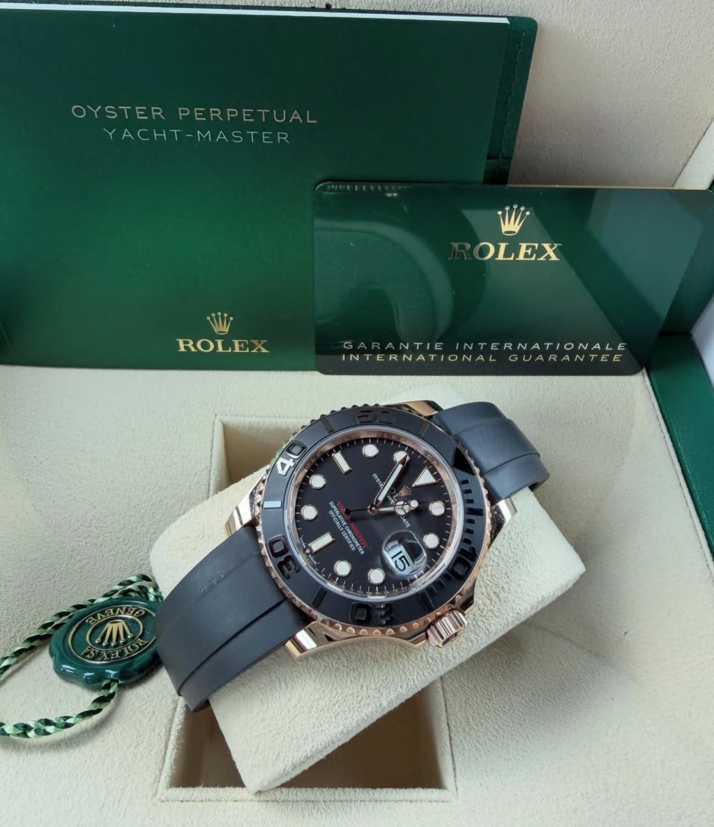 Rolex Yacht-Master 40 126655 (2026) – 18ct Everose Gold, Black Dial, Oysterflex