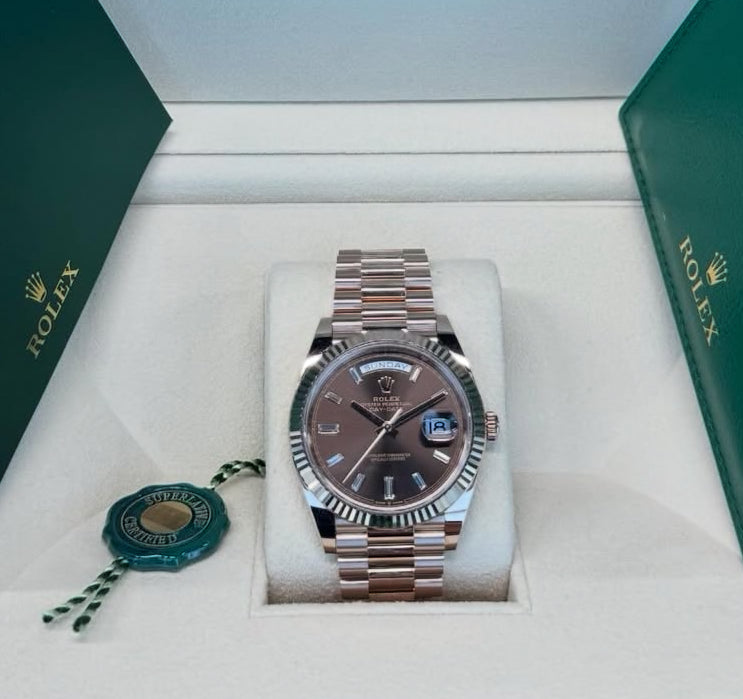 Rolex Day-Date 40 228235 (2026) – 18ct Everose Gold, Chocolate Dial, President Bracelet