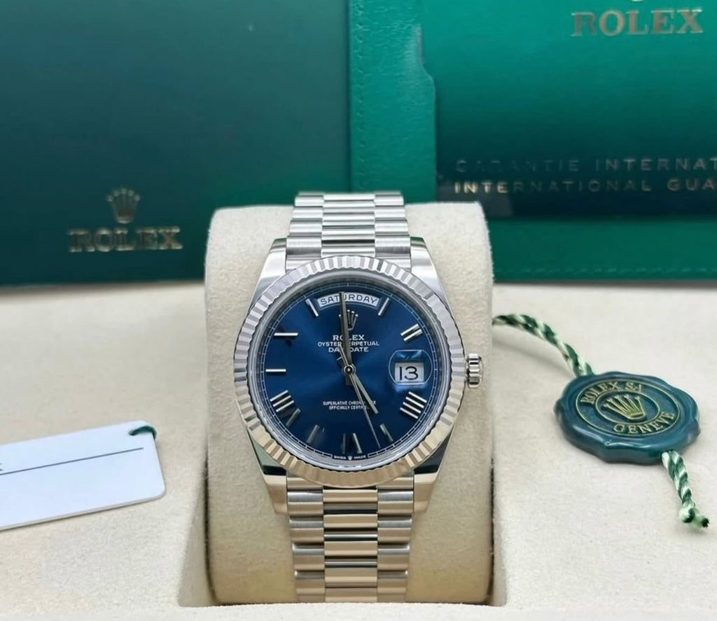 Rolex Day-Date 40 228239 (2026) – 18ct White Gold, Blue Dial, President Bracelet