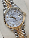 Rolex Datejust 28 279173 (2026) – Yellow Rolesor, Mother-of-Pearl Diamond Dial, Fluted Bezel, Jubilee