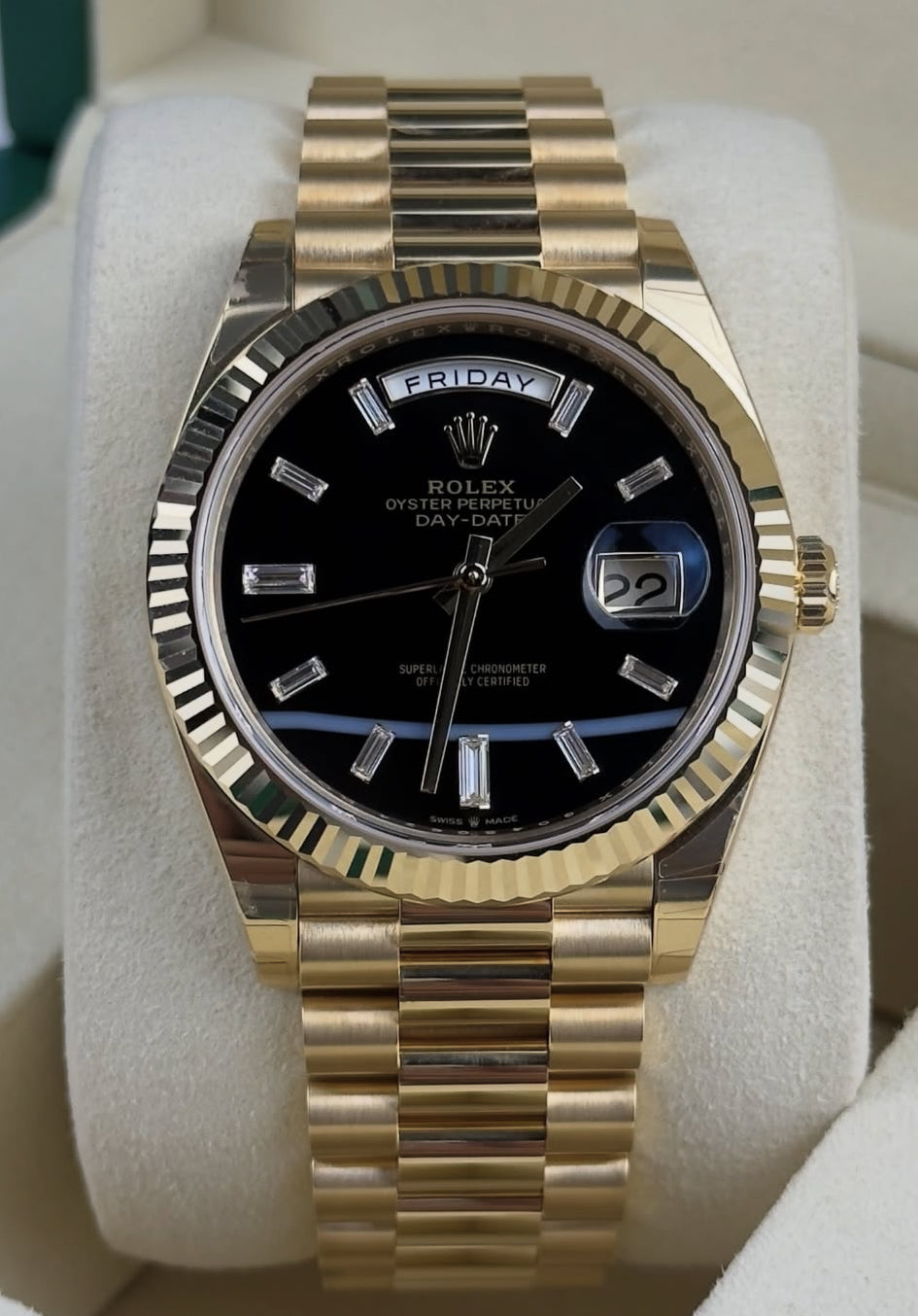 Rolex Day-Date 40 228238 – 18ct Yellow Gold, Onyx Dial, Diamond Indices , President Bracelet 2026