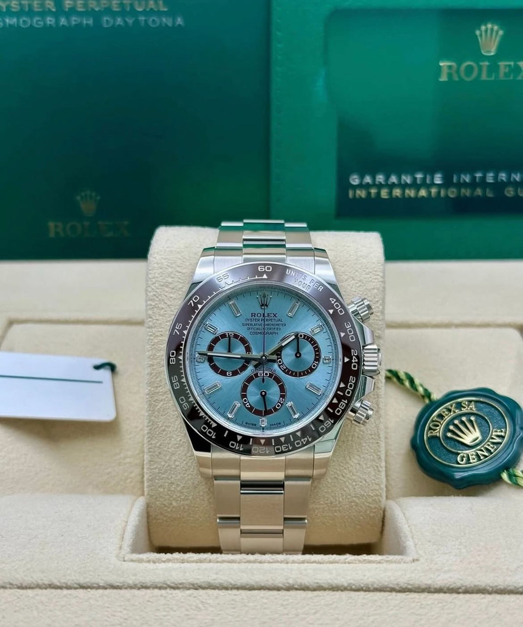 Rolex Cosmograph Daytona 126506 – Platinum, Ice Blue Diamond Baguette Dial (2026)
