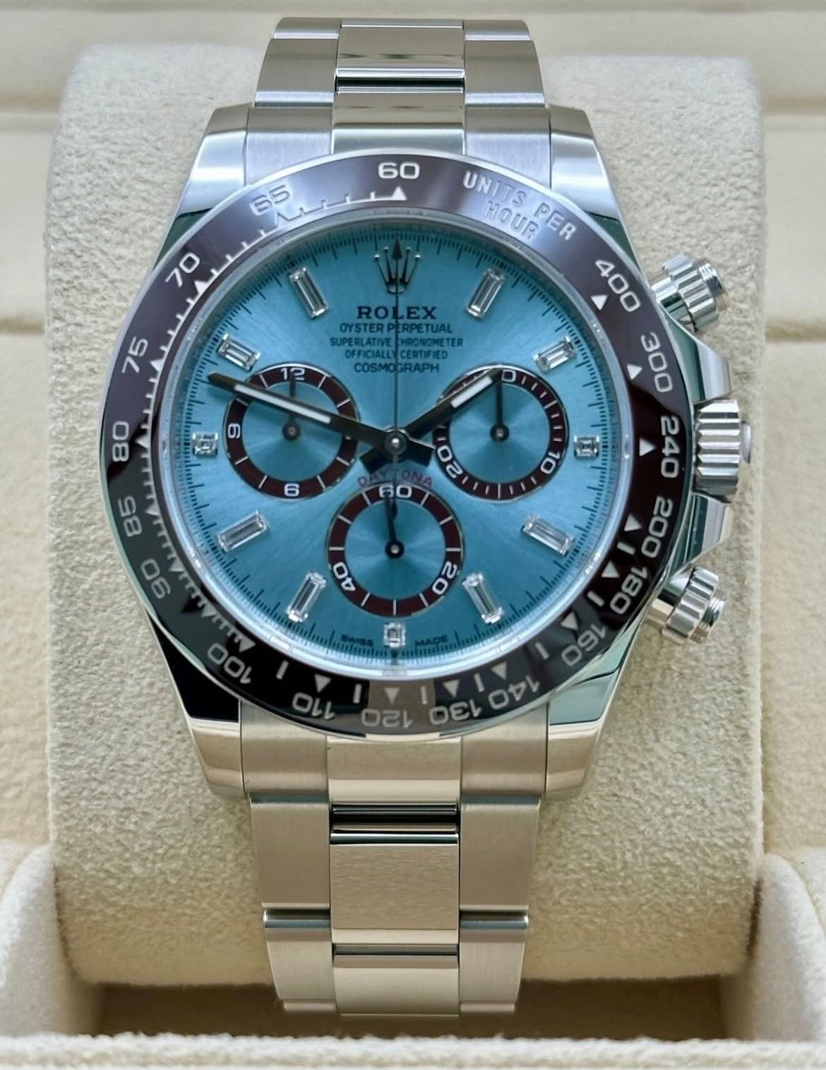 Rolex Cosmograph Daytona 126506 – Platinum, Ice Blue Diamond Baguette Dial (2026)
