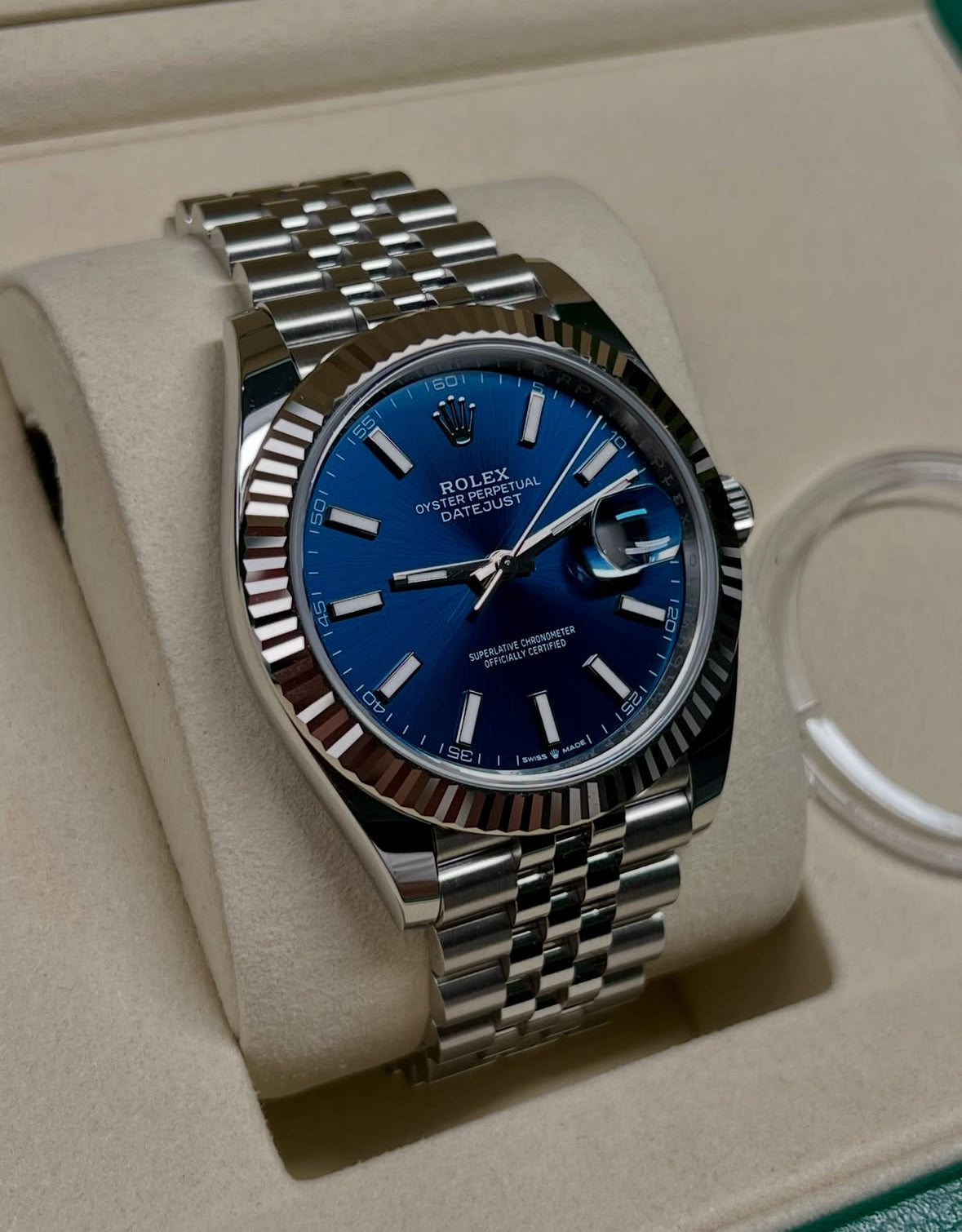 Rolex Datejust 41 126334 – Blue Dial, Fluted Bezel, Jubilee, Box &amp; Papers