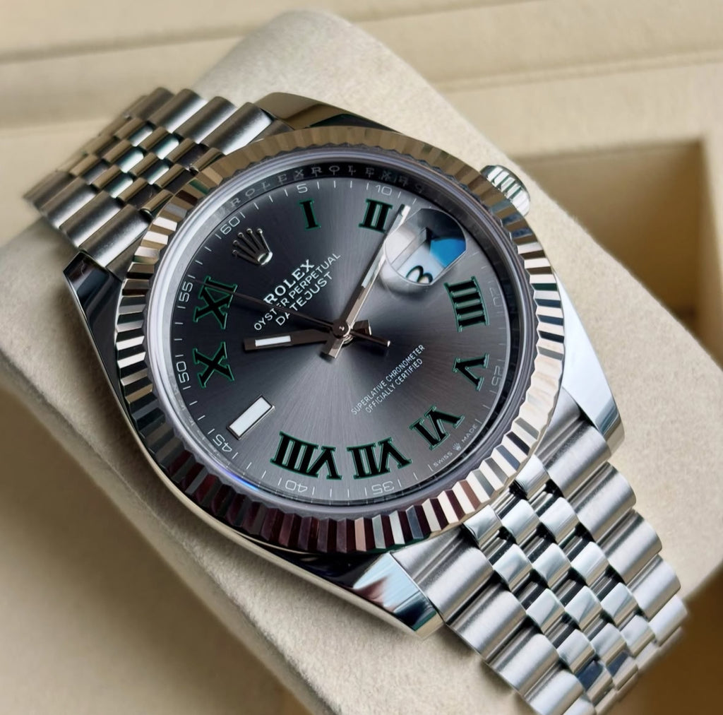 Rolex Datejust 41 126334 (2026) – White Rolesor, Wimbledon Slate Dial, Fluted Bezel, Jubilee