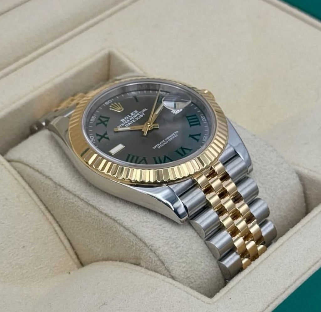 Rolex Datejust 41 126333 (2026) – Yellow Rolesor, Wimbledon Slate Dial, Fluted Bezel, Jubilee