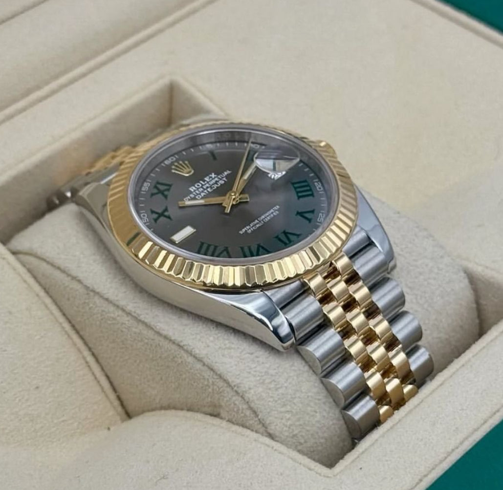 Rolex Datejust 41 126333 (2026) – Yellow Rolesor, Wimbledon Slate Dial, Fluted Bezel, Jubilee