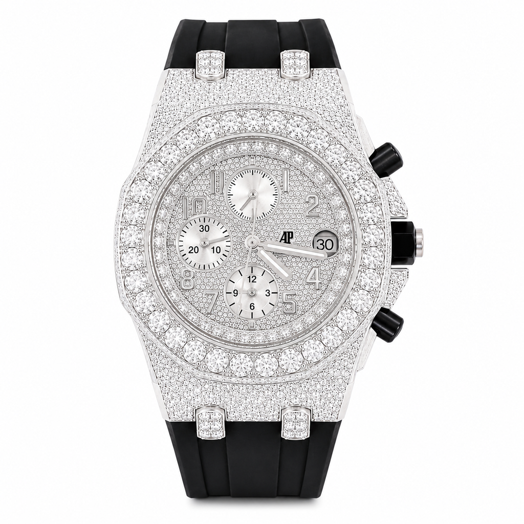 Audemars Piguet Royal Oak Offshore Chronograph 26470 – Fully Iced Out, White Diamond Set