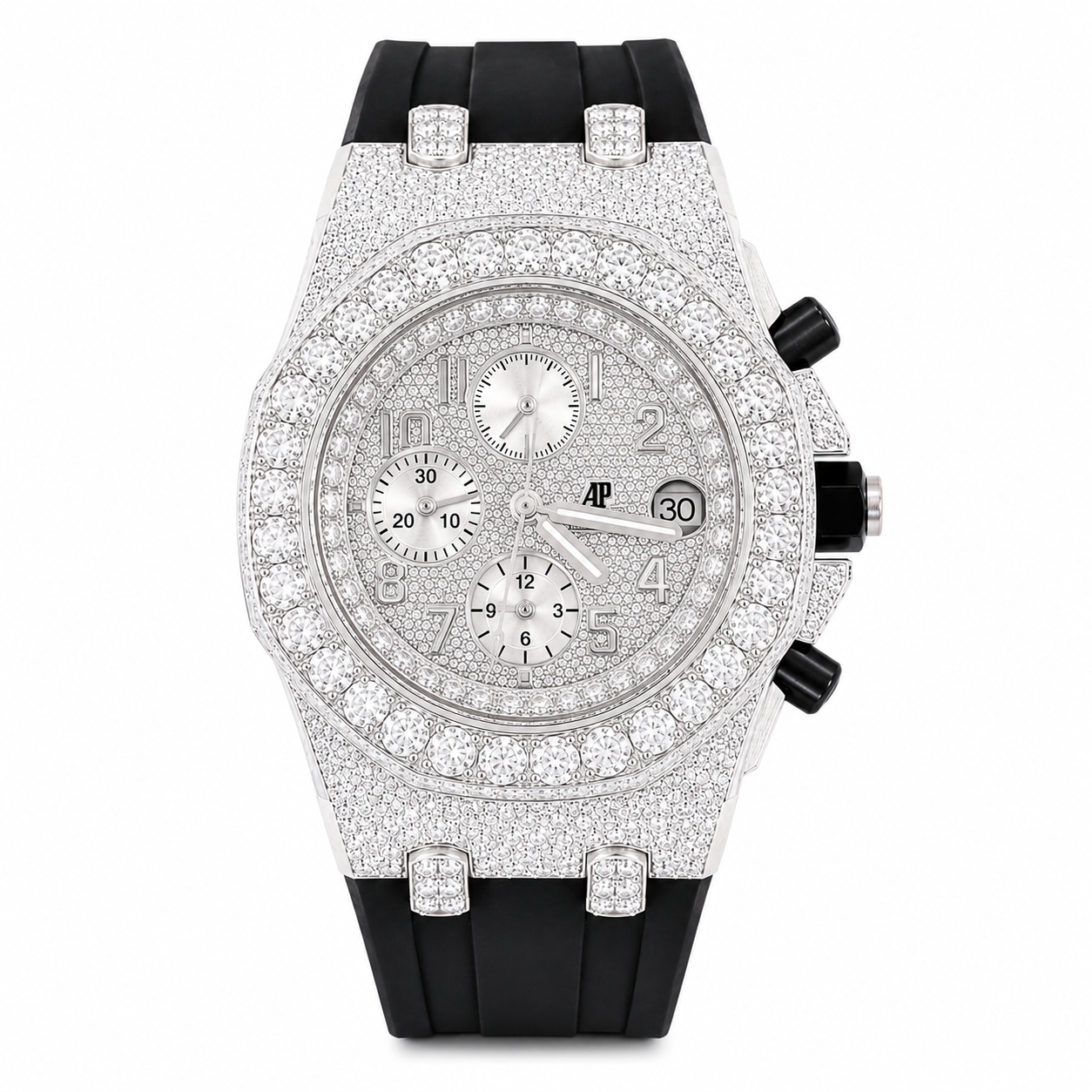Audemars Piguet Royal Oak Offshore Chronograph 26470 – Fully Iced Out, White Diamond Set